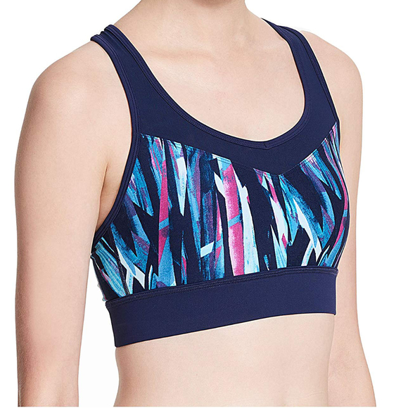 Calvin Klein Womens Performance Explosion Printed Medium Support Racerback Sport - Picture 4 of 4